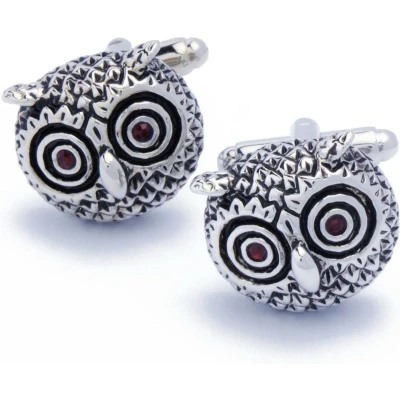 Afbeelding van Manchetknopen Uil Owl Uilenhoofd Zilver Donker Metaal