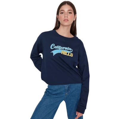 Afbeelding van Trendyol Ecru Bedrukt Boyfriend Dik Fleece Gebreid Sweatshirt Twoaw23Sw00199