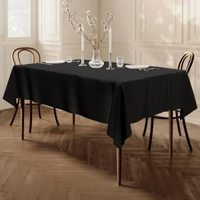 Afbeelding van Home Direct Tafelkleed van polyester, onderhoudsvriendelijk, rechthoekig, 140 x 180 cm, effen, zwart