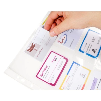 Afbeelding van Exacompta Ref. 55046E Zakje van 10 geperforeerde showtassen voor visitekaartjes sleuven in gladde polypropyleen 11/100e Universele perforatie 11 gaten A4 opbergformaat Kleurloos