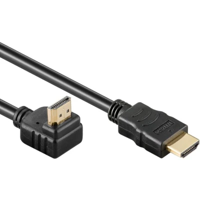 Afbeelding van HDMI kabel Haaks naar boven 10.2 Gbps 4K@30 Hz Male to 1 Meter Zwart Allteq