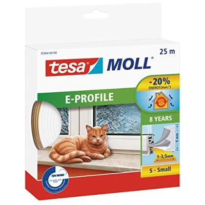 Afbeelding van Tochtstrip Tesa 25 meter (E profiel, Zelfklevend, Wit)