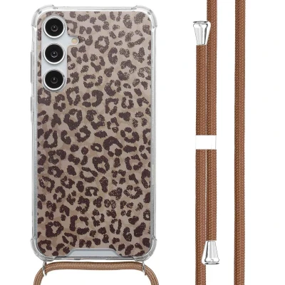 Afbeelding van Samsung Galaxy A55 (5G) Hoesje Kunststof imoshion Backcover met koord/Koordhoesje/Softcase Leopard Mood Telefoonhoesje