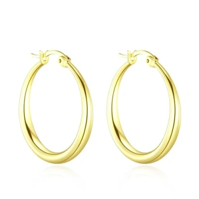 Afbeelding van Philip Jones Vergulde 25mm Hoop Oorbellen, Verguld