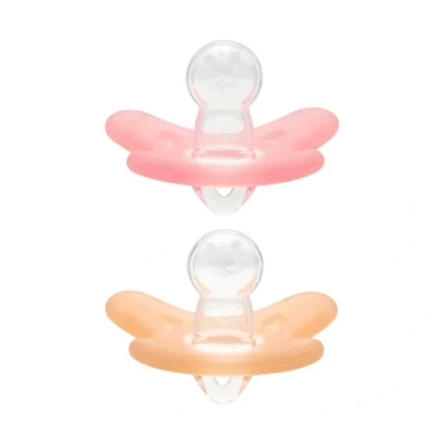 Afbeelding van Difrax Fopspeen Natural 0/6 maanden Siliconen Raspberry/Caramel 2 stuks