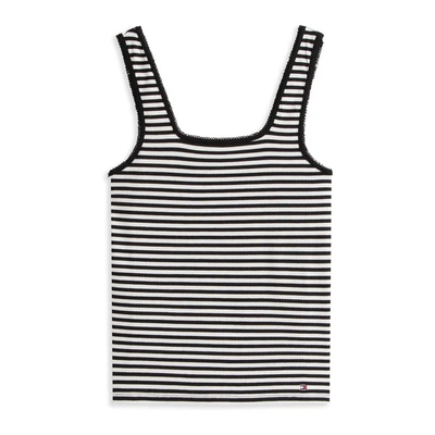 Afbeelding van Tommy Hilfiger SLIM Square TANK Top, Dames, Maat: XXS, Ecru/black