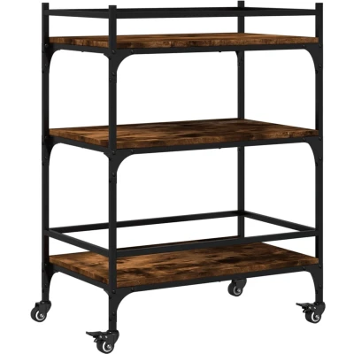 Afbeelding van vidaXL Keukentrolley 65x40x86,5 cm bewerkt hout gerookt eikenkleurig