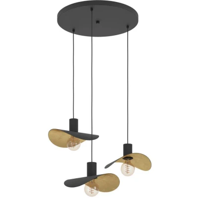 Afbeelding van Stars of Light Zwarte hanglamp Saceda met goud 3 lichts 390395
