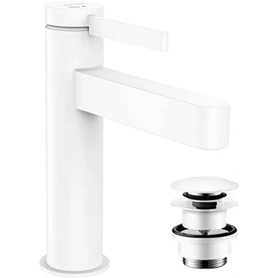 Afbeelding van Hansgrohe finoris eengreeps wastafelmengkraan 110 coolstart met pushopen mat wit 76024700