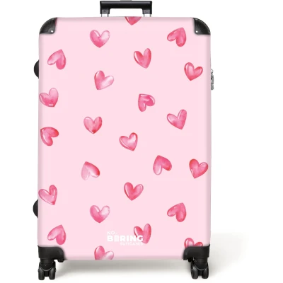 Afbeelding van NoBoringSuitcases.com® Koffer groot Reiskoffer lichtgewicht Harten Aquarel Roze Rolkoffer met 4 wielen Grote trolley XL 98 liter bagage