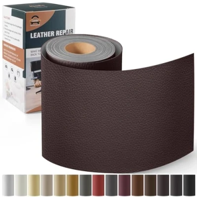 Afbeelding van Leder reparatie kit, 10 x 160 cm OAZ kunstleer zelfklevend, kit lederen patch zelfklevende patches voor autostoelen meubels sofa tassen,Dunkelbraun