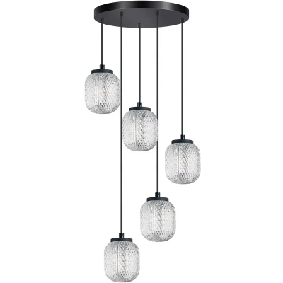 Afbeelding van ETH Ronde hanglamp Kristel 5 lichts zwart 05 HL4591 30