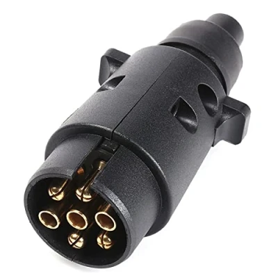 Afbeelding van SPARKMOTO 7 Pin Trailer Plug Mannelijk,12V 7Pin Mannelijke Waterdichte Aanhangwagen Licht Connector, Trekhaak Connector Voor RV Auto Opleggers Camper Caravan Adapter (Rubber Cap)