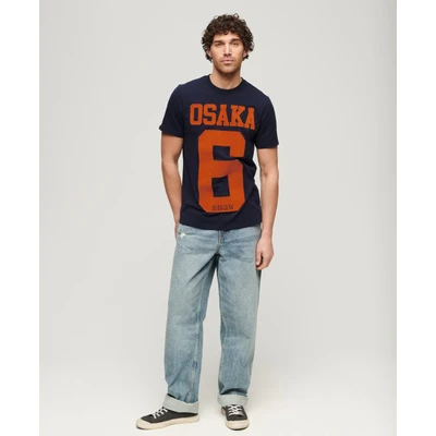 Afbeelding van Superdry Osaka 6 Graphic Tshirt print, Heren, Maat: Large, Blue navy marl