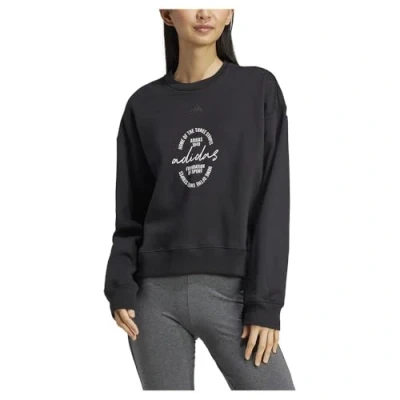 Afbeelding van adidas Dames SIGNATURE GRAPHIC PRINT FLEECE LOOSE SWEATSHIRT, black, XS
