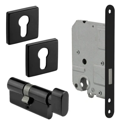 Afbeelding van Eliot profielcilinder rozet set kastslot knopcilinder 30/30 mat zwart