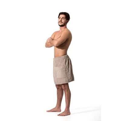 Afbeelding van ZOLLNER heren saunahanddoek, katoen, bruin, L/XL, klittenbandsluiting