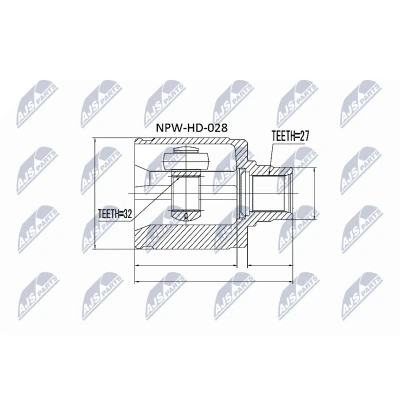 Afbeelding van Homokineet reparatie set, aandrijfas NTY NPW HD 028