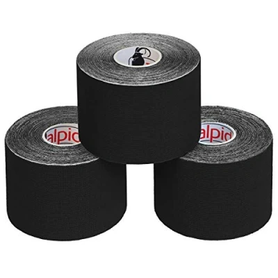 Afbeelding van ALPIDEX Kinesiologie Tape 1/3/ 6/12 rollen Veel kleuren 5 m x cm Toepassingsfolder Elastisch Waterdicht Huidvriendelijk Fysio Spier Set, Kleur:Zwart, Aantal stuks:3