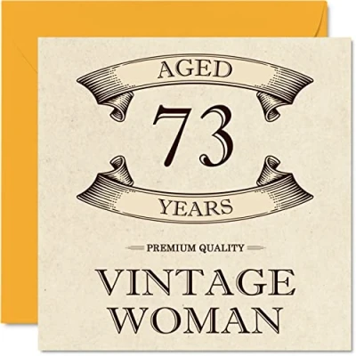Afbeelding van Vintage 73e verjaardagskaarten voor vrouwen 73 jaar oud leuke verjaardagskaart mama zus vrouw oma oppas tante, 145 mm x dames wenskaarten,