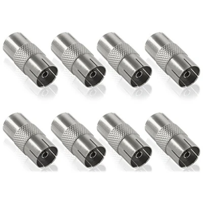Afbeelding van Poppstar 8x SAT Adapter (IEC Antenneconnector (vr.) naar Plug (vr.)), voor Coax Kabel, Antenne Zilver