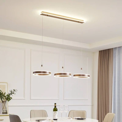 Afbeelding van Lucande hanglamp Kolo, 3 lamps, bruin, ijzer, dimbaar
