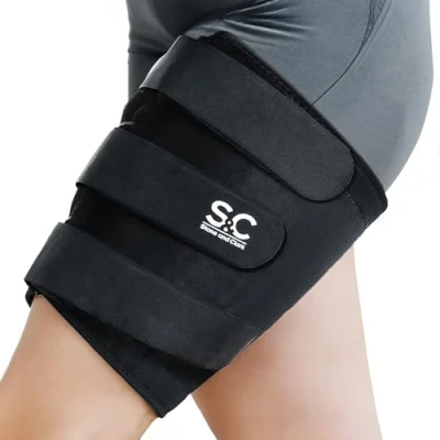Afbeelding van Dijbeenbandage compressiemanchet met verstelbare pasvorm voor mannen en vrouwen ideaal spierregeneratie, sport letselpreventie