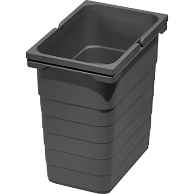 Afbeelding van NINKA Afvalemmer 8 liter met beugelgrepen, afvalcontainer voor afvalverzamelaar, kunststof donkergrijs