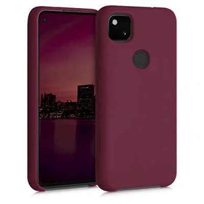 Afbeelding van kwmobile telefoonhoesje geschikt voor Google Pixel 4a Hoesje met siliconen coating Smartphone case in rabarber rood