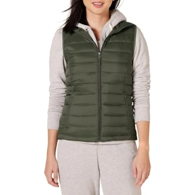 Afbeelding van Amazon Essentials Lichtgewicht Waterbestendige Verpakbare Puffer Vest Coat,Olijf,3XL 4XL / Tag XXL
