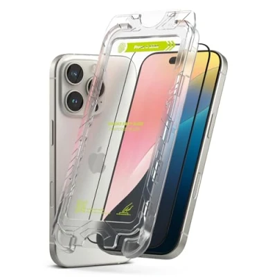 Afbeelding van Ringke Easy Slide Glass Compatibel met iPhone Pro, Screenprotector Installatietool, HD Kwaliteit Premium 9H Hardheid Onbreekbaar Gehard Glas