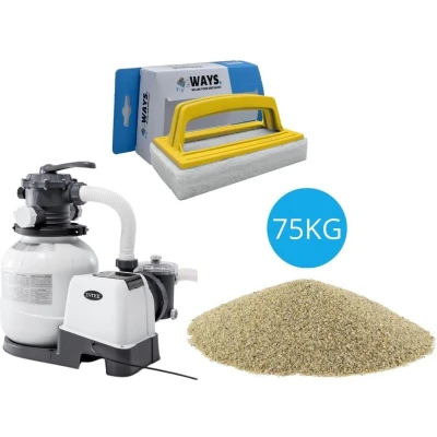 Afbeelding van Intex Zandfilterpomp 7900 L/u &amp; Filterzand 75 kg WAYS Scrubborstel