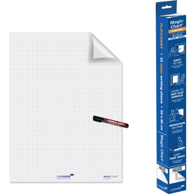 Afbeelding van Legamaster Magic Chart flipchart folie, ft 60 x 80 cm, wit, geruit, rol van 25 vel