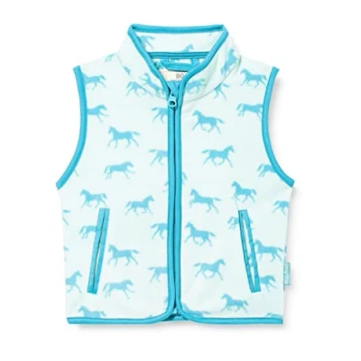 Afbeelding van Playshoes Kinder Fleece Weste Pferde Türkis 140