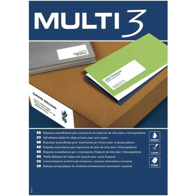 Afbeelding van Adhesive labels MULTI 3 52,5 x 29,7 mm 500 Sheets White 100