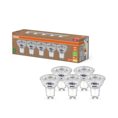 Afbeelding van OSRAM Zeer efficiënte LED lampen met energie efficiëntieklasse A,Voordeelverpakking 5 lampen, vervangt conventionele 50W reflectorlampen, warm wit (2700K), E27, glas