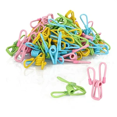 Afbeelding van COM FOUR® 50x metalen wasknijpers duurzame handdoekclips in felle kleuren strandlakenclips (gekleurde clips 050 stuks)
