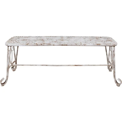 Afbeelding van Clayre &amp; Eef Tuinbank 117x37x42 cm Wit Bruin IJzer