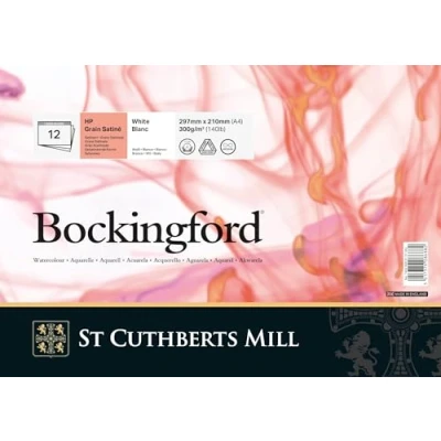 Afbeelding van St Cuthberts Mill Bockingford aquarelpapier T4533000101DQ: 300 g/m², gesatineerd, aquarelblok 29,7 x 21 cm (DIN A4), eenzijdig gelijmd, 12 vellen, wit