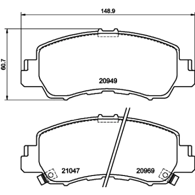 Afbeelding van HELLA 8DB 355 040 521 Remblokkenset Met akoestische slijtagewaarschuwing MITSUBISHI: Eclipse Cross