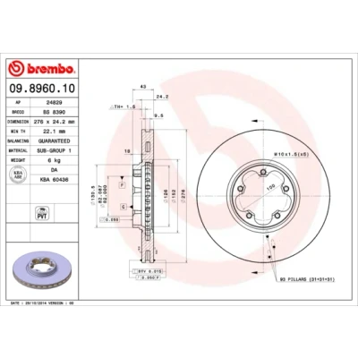 Afbeelding van Brembo Remschijf 09.8960.10