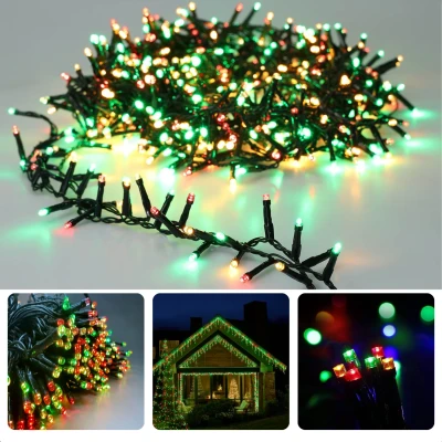 Afbeelding van Cheqo® Kerstverlichting Kerstboomverlichting Kerstlampjes Sfeerverlichting LED Verlichting Voor Binnen en Buiten Tuinverlichting Feestverlichting Lichtsnoer 80 LED&#039;s 6M Timer Driekleurig Geheugen 8 Lichtfuncties