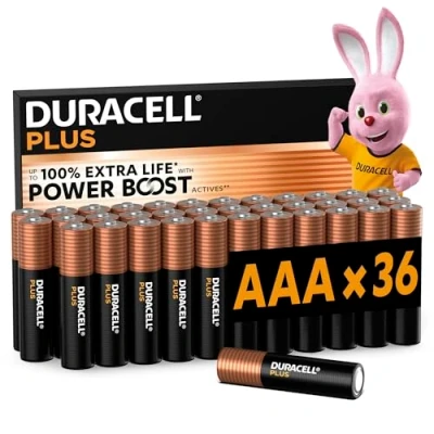 Afbeelding van Duracell Plus AAA batterijen (36 stuks) 1,5V alkaline Tot 100% extra levensduur Betrouwbaar voor dagelijks gebruikte apparaten 0% plastic verpakking 10 jaar te bewaren LR03 MN2400