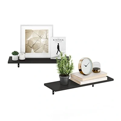 Afbeelding van Furinno Rossi 23 inch wandgemonteerde drijvende displayplanken, espresso, set van 2
