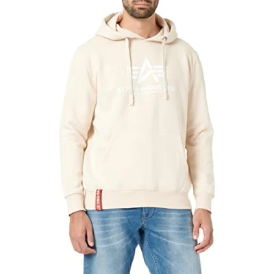 Afbeelding van ALPHA INDUSTRIES Basic Hoody voor heren, met capuchon, ondoorzichtig, Jet Stream White/White, XS
