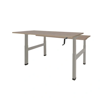 Afbeelding van Dextro zit/sta hoogte slinger verstelbare Duo werkplek, bladmaat 2 x 120 80 cm., frame kleur aluminium RAL 9006 blad 25 mm. melamine