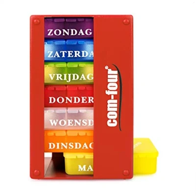 Afbeelding van COM FOUR® 1x medicatie dispenser in het NEDERLANDS medicatiebox voor 7 dagen elk 3 compartimenten pillendoosje tabletdoos weekdispenser bewaring [NEDERLANDS]