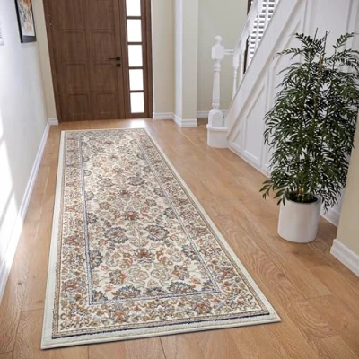 Afbeelding van Vintage Vloerkleed Saraceni Crème 80x240cm Meerkleurig 123vloerkleed.nl is de online webshop voor vloerkleden en woonaccessoires.