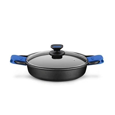 Afbeelding van Braisogona Monix Solid+ Gegoten aluminium anti aanbaklaag met glazen deksel, zwart,