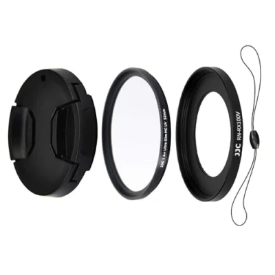 Afbeelding van JJC 4 delige lenskit voor Sony RX100VA, RX100V, RX100IV, RX100III, RX100II, RX100 inclusief 52 mm filteradapter, UV filter, lensdop en string